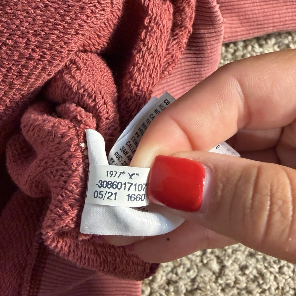 American Eagle Textured Fleece Oversized Hoodie‎ Women's Size Small Rust - Picture 9 of 9